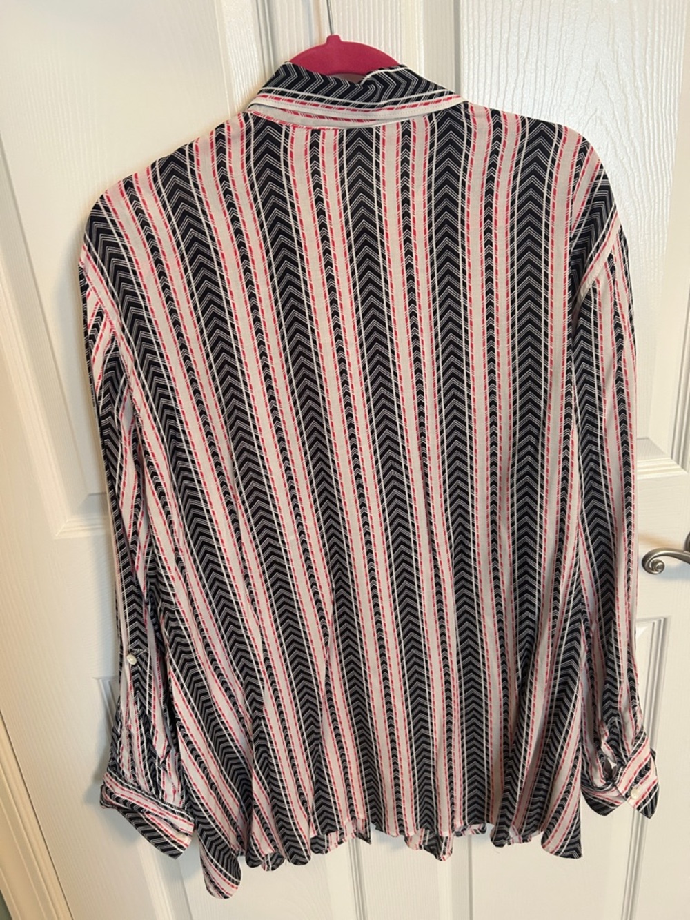 Coldwater Creek Black, White & Pink Chevron-Striped Blazer - Picture 5 of 7